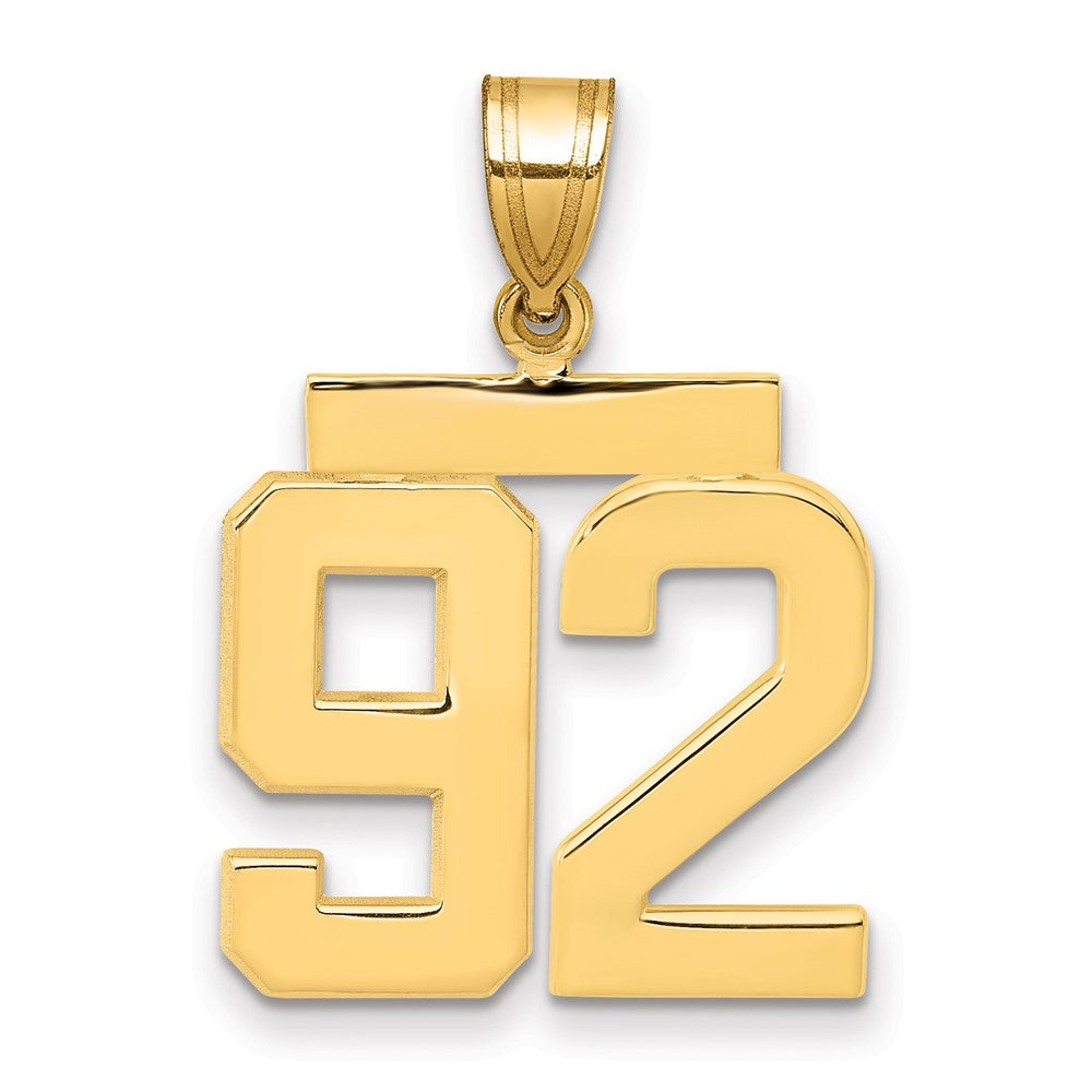 14K Gelbgold Charm „Nummer 92", mittelgroß, poliert