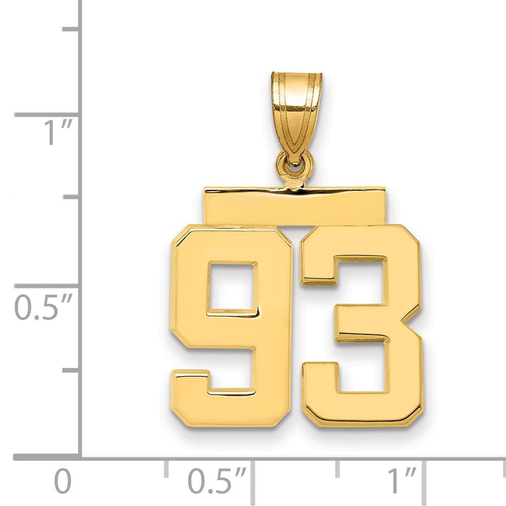 14K Gelbgold Charm „Nummer 93“, mittelgroß, poliert
