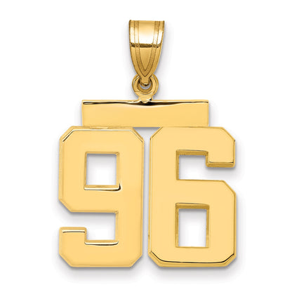 10K Gelbgold Mittel Poliert Zahl 96 Charm