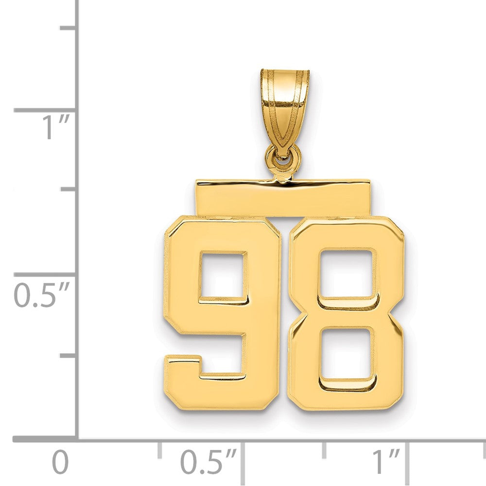 14K Gelbgold Zahl 98 Charm, mittelgroß, poliert