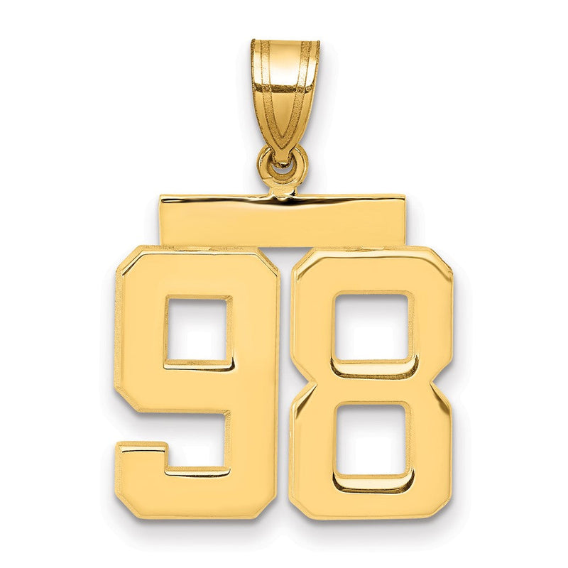 14K Gelbgold Zahl 98 Charm, mittelgroß, poliert