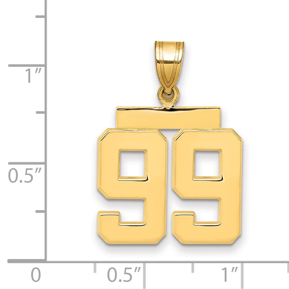 14K Gelbgold Mittelgroßer Polierter Zahl-99-Charm