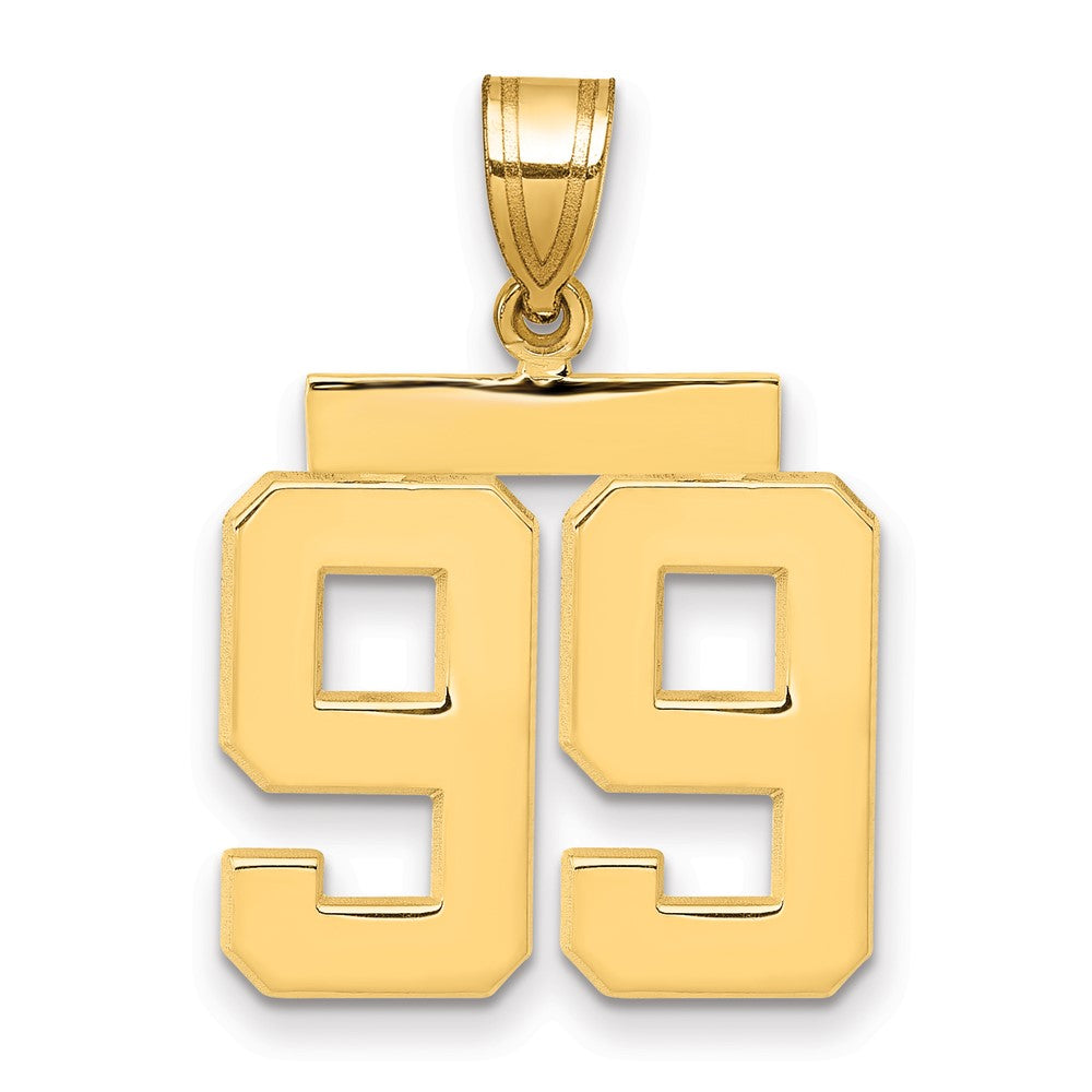 14K Gelbgold Mittelgroßer Polierter Zahl-99-Charm