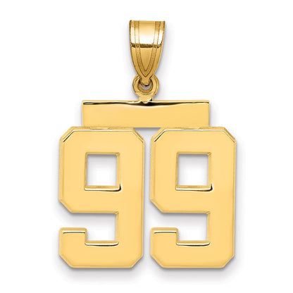 14K Gelbgold Mittelgroßer Polierter Zahl-99-Charm
