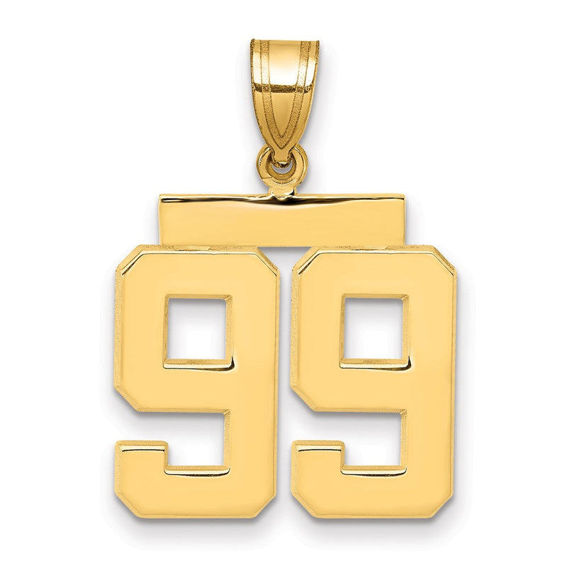 14K Gelbgold Mittelgroßer Polierter Zahl-99-Charm