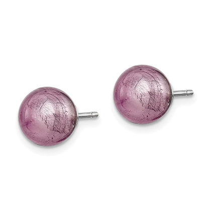 Sterlingsilber Rhodiniert Lavender Italienisch Murano Ohrringe