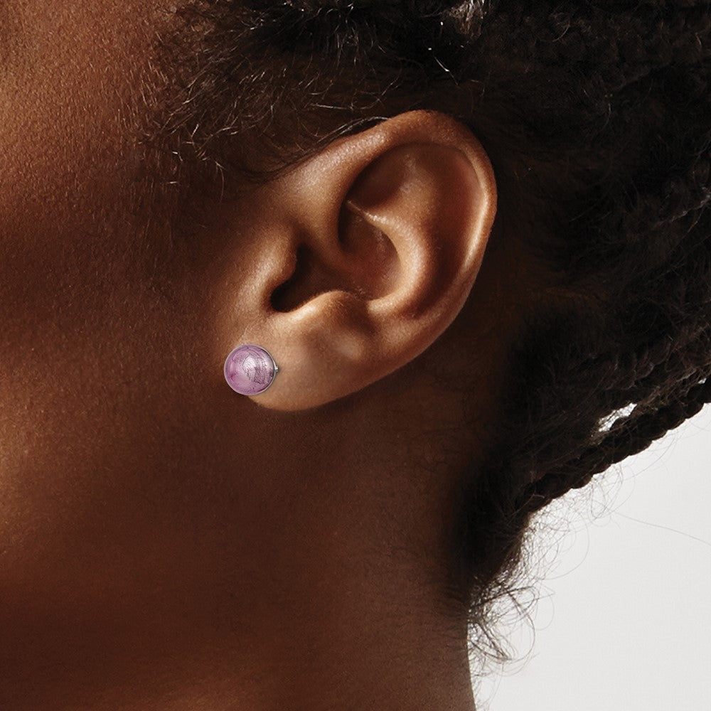 Sterlingsilber Rhodiniert Lavender Italienisch Murano Ohrringe