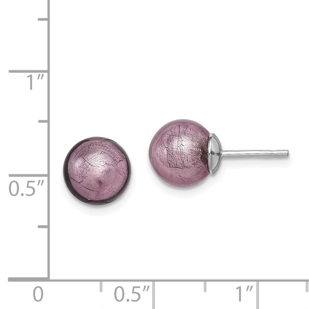 Sterlingsilber Rhodiniert Lavender Italienisch Murano Ohrringe