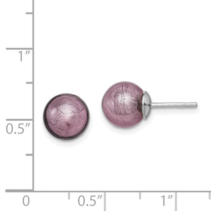 Sterlingsilber Rhodiniert Lavender Italienisch Murano Ohrringe
