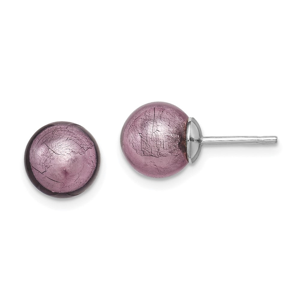 Sterlingsilber Rhodiniert Lavender Italienisch Murano Ohrringe