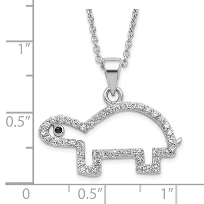 Sterlingsilber Schildkröte mit Schwarz & Weiß Zirkonia Anhänger Halskette