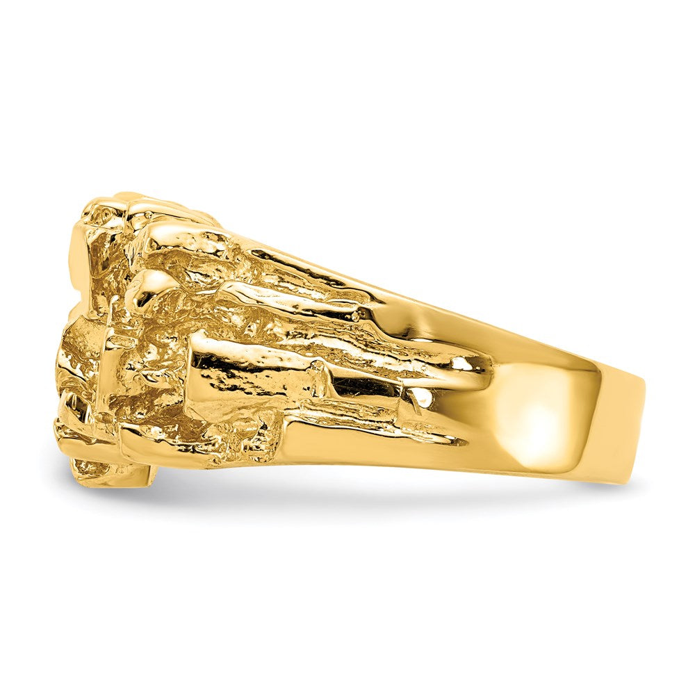 Massiver 14K Gelbgold Nugget-Ring mit offener Rückseite für Herren
