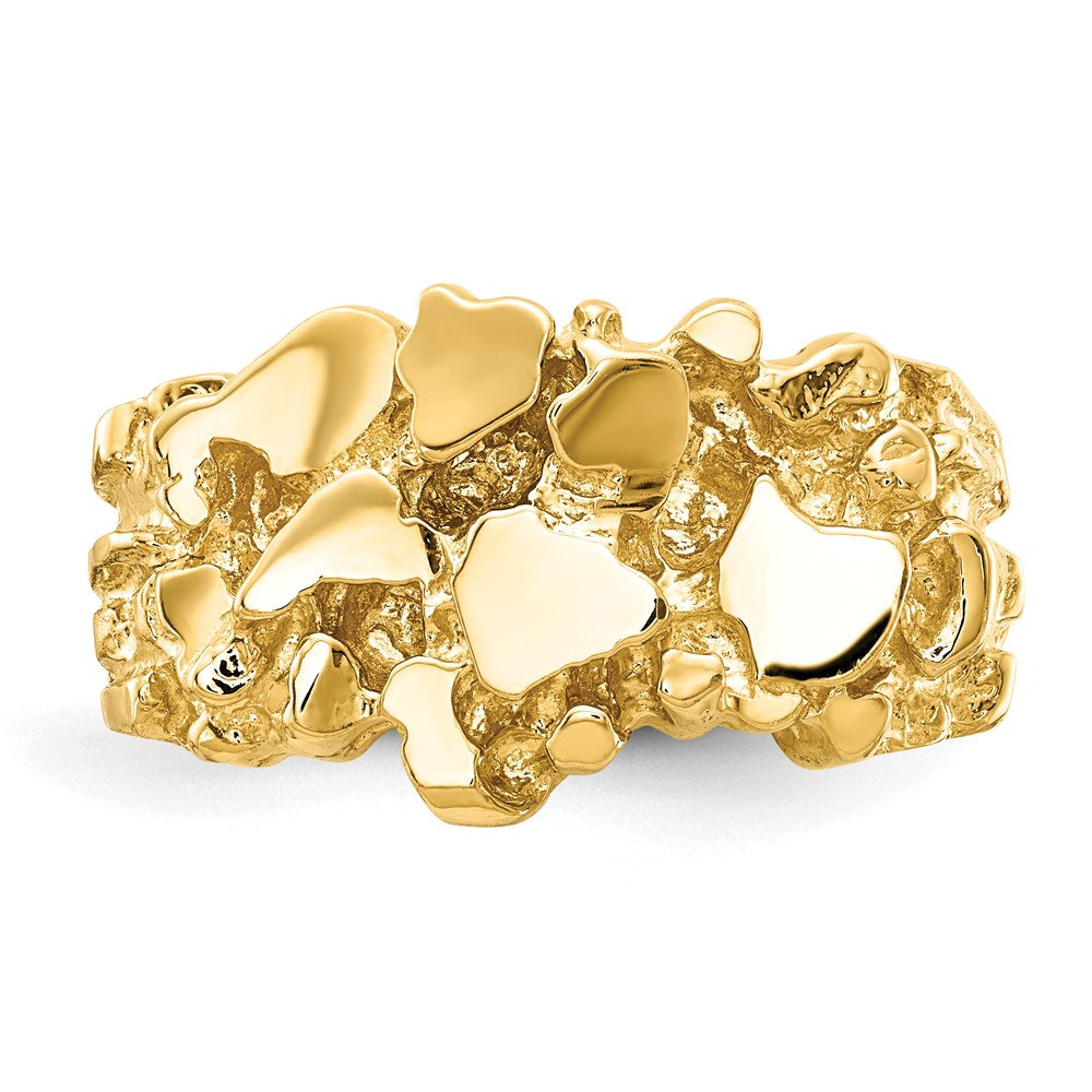 Massiver 14K Gelbgold Nugget-Ring mit offener Rückseite für Herren