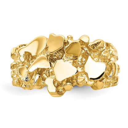 Massiver 14K Gelbgold Nugget-Ring mit offener Rückseite für Herren