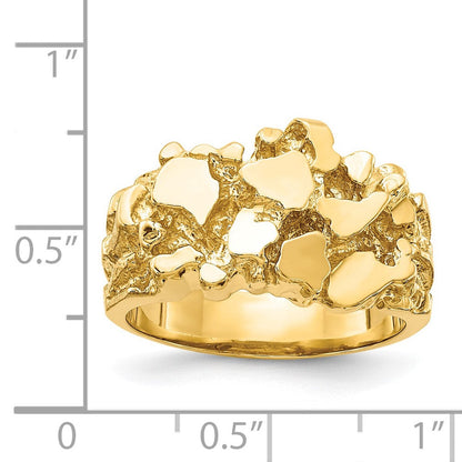 Massiver 14K Gelbgold Nugget-Ring mit offener Rückseite für Herren