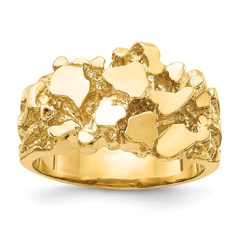 Massiver 14K Gelbgold Nugget-Ring mit offener Rückseite für Herren