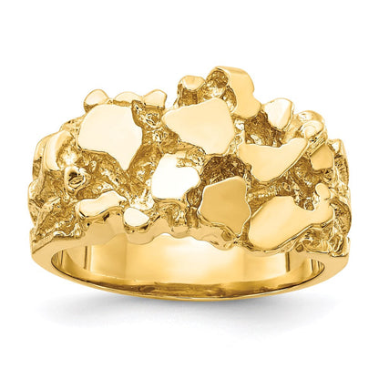 Massiver 14K Gelbgold Nugget-Ring mit offener Rückseite für Herren