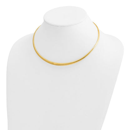 14K Gelbgold Poliert 3/6mm Abgestuft Omega Halskette