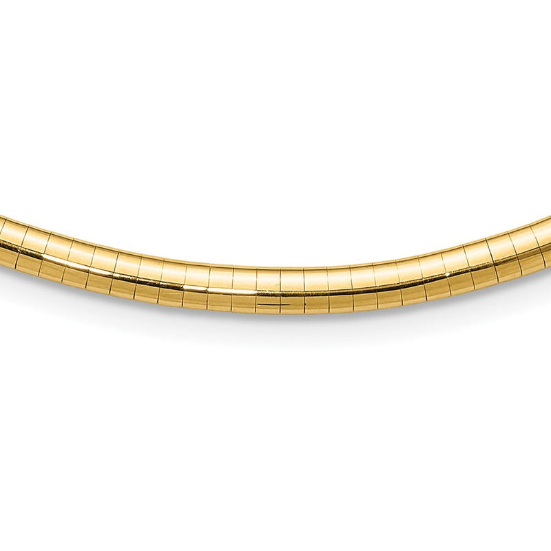 14K Gelbgold 4mm Leicht Gewölbt Omega Halskette
