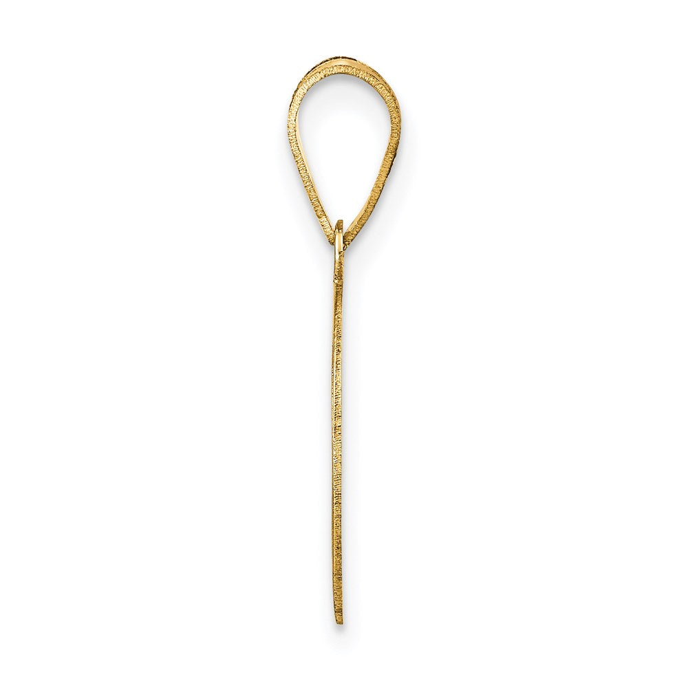 14K Gelbgold Polierter Anhänger "Zahl 2" oval mit schwarzem Emaille