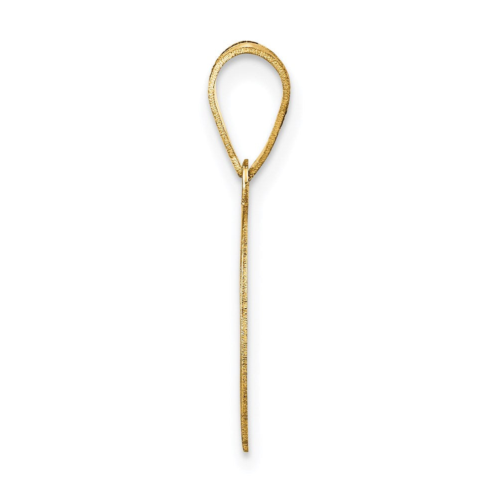 14K Gelbgold Poliert Zahl 4 Schwarz Emaille Oval Anhänger