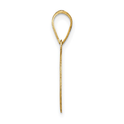 14K Gelbgold Poliert Zahl 4 Schwarz Emaille Oval Anhänger