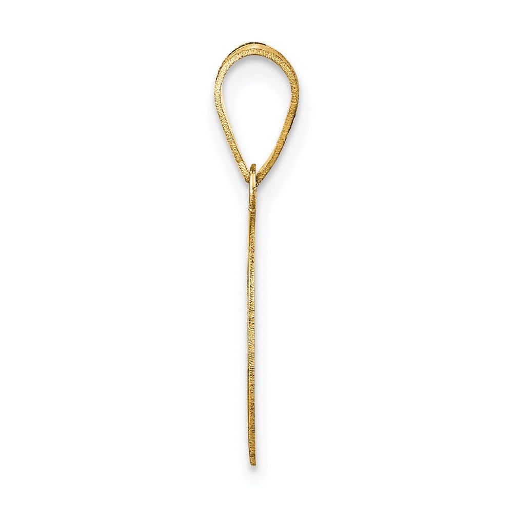 14K Gelbgold Polierter Anhänger "Zahl 7" mit schwarzem Emaille, oval