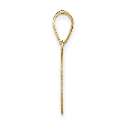 14K Gelbgold Polierter Anhänger "Zahl 7" mit schwarzem Emaille, oval