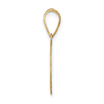 14K Gelbgold polierter Anhänger Zahl 9 mit schwarzer Emaille, oval
