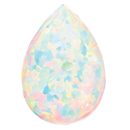 Edelstein Imitat Weiß Opal 10x7mm Tropfen Cabochon