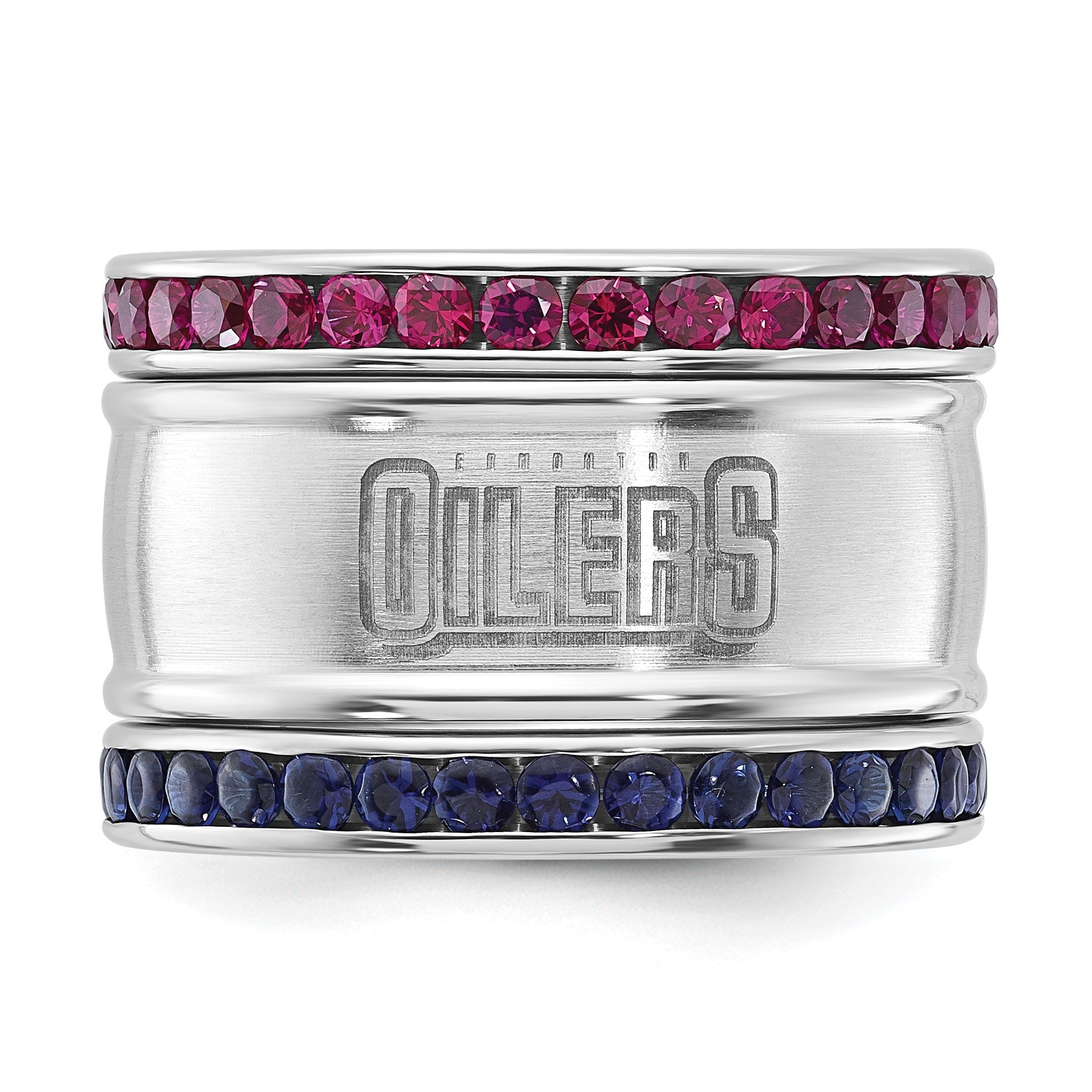 Edelstahl Nhl Edmonton Oilers Kristall Dreifach Stacked Ring Set