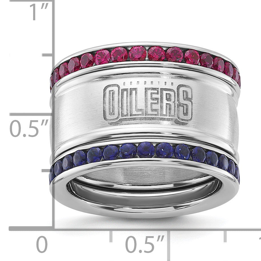 Edelstahl Nhl Edmonton Oilers Kristall Dreifach Stacked Ring Set