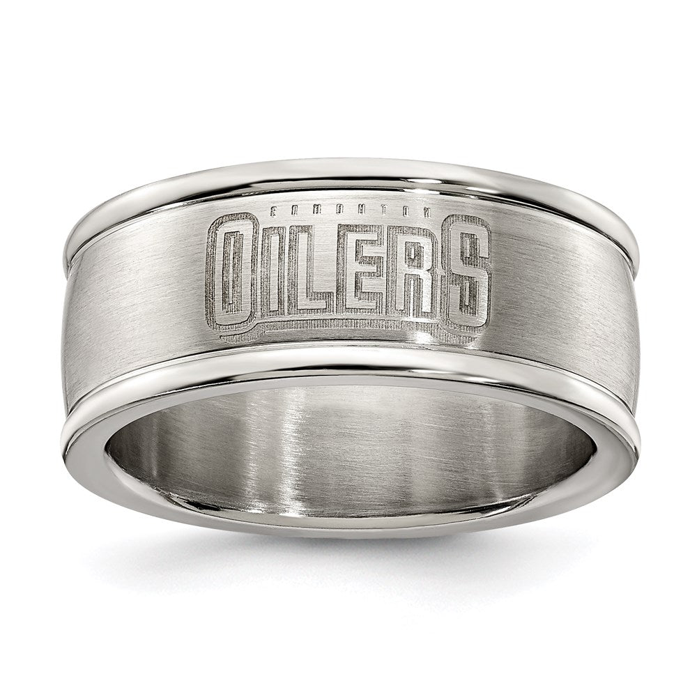 Edelstahl Edmonton Oilers Logo Ring Größe 7
