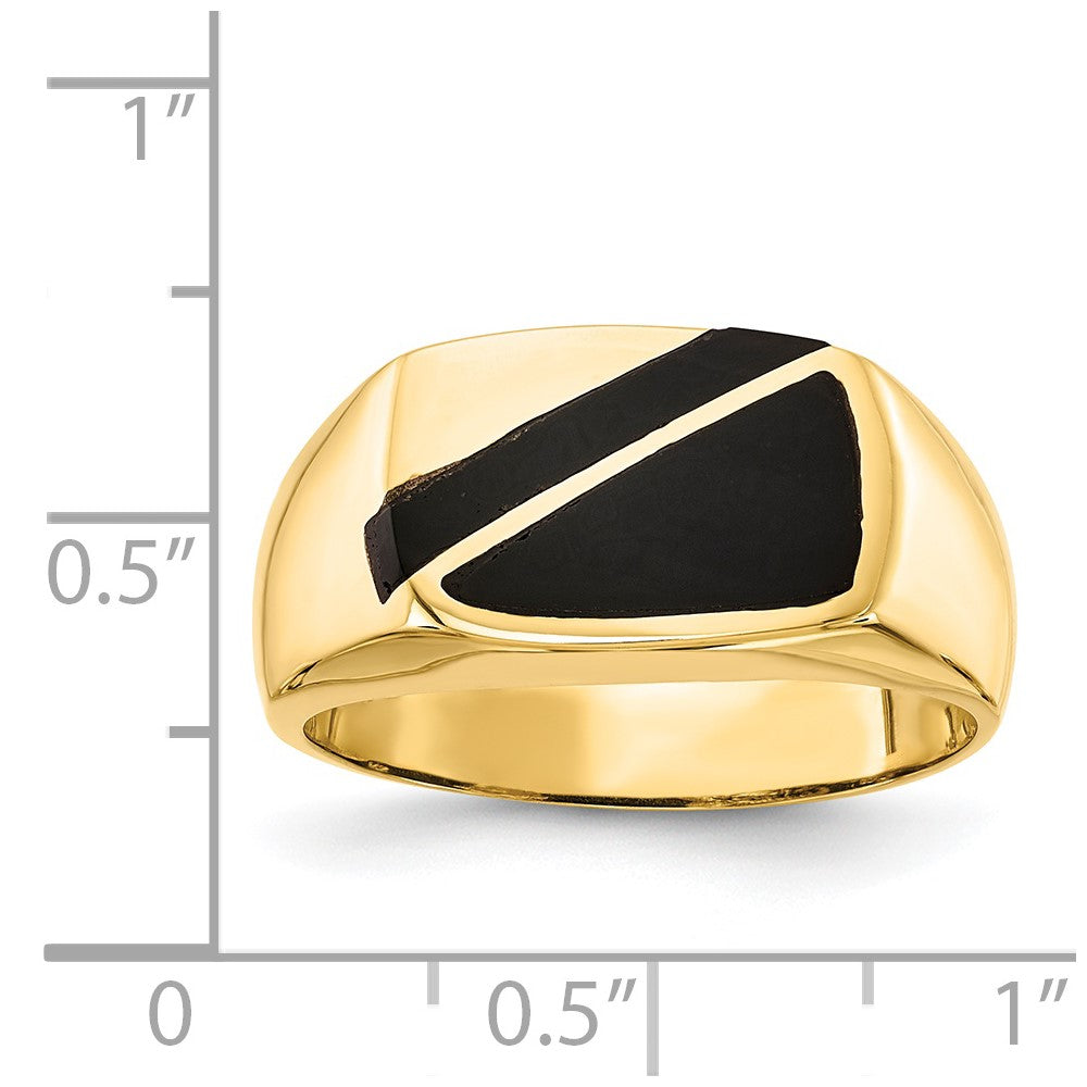 14K Gelbgold Ring mit schwarzem Onyx