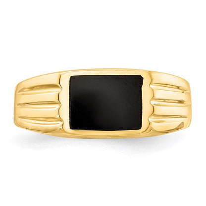14K Gelbgold Ring mit schwarzem Onyx