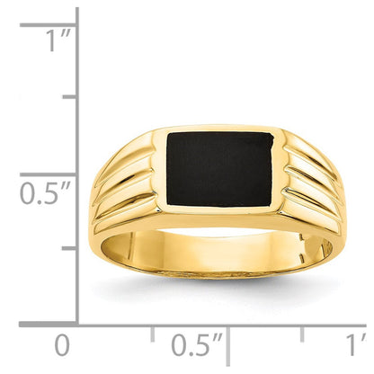 14K Gelbgold Ring mit schwarzem Onyx