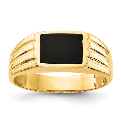 14K Gelbgold Ring mit schwarzem Onyx
