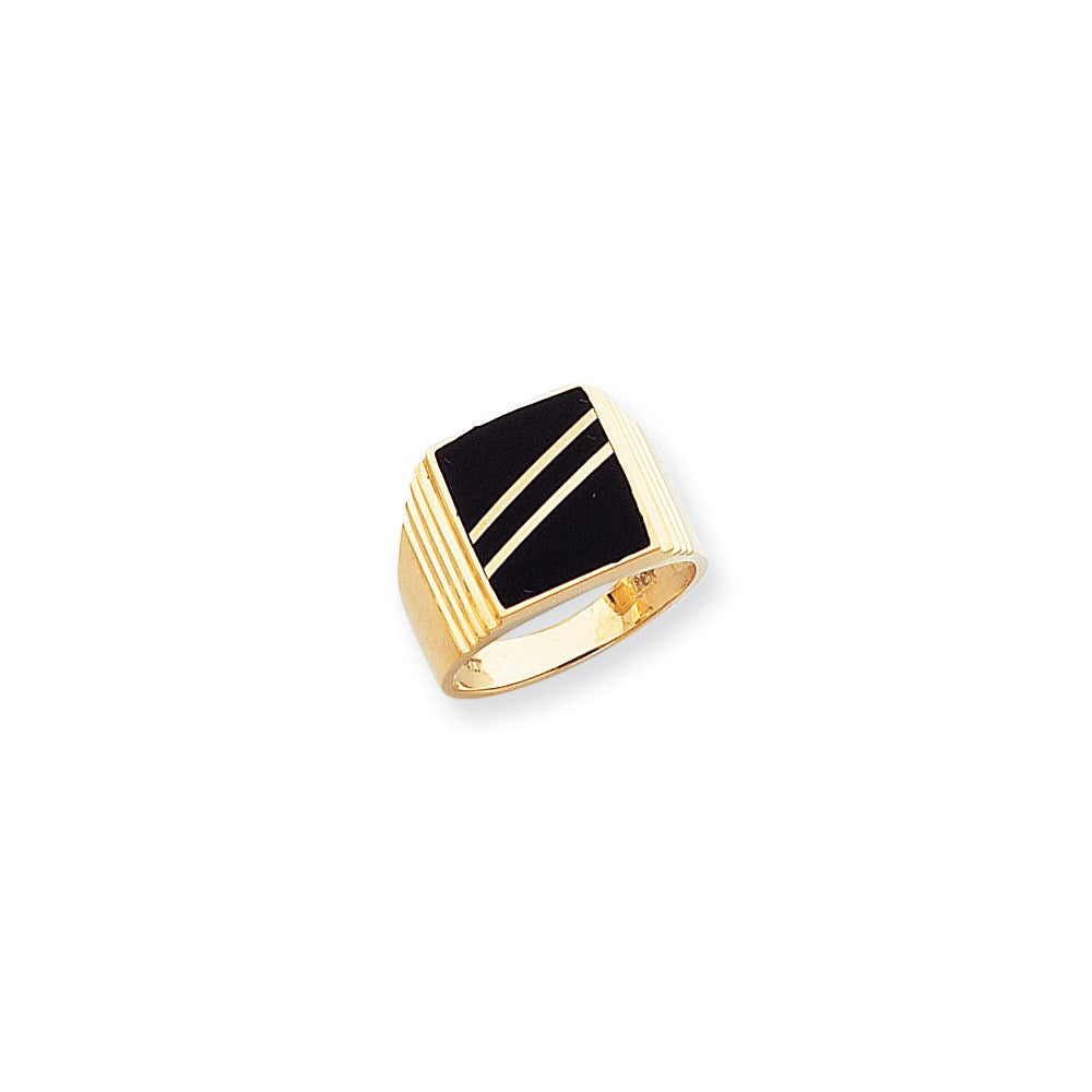 14K Gelbgold Herren-Ring mit Onyx
