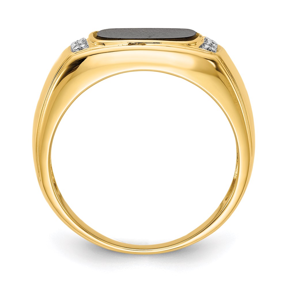 14K Gelbgold Ring mit Onyx & A Qualität echten Diamanten für Herren