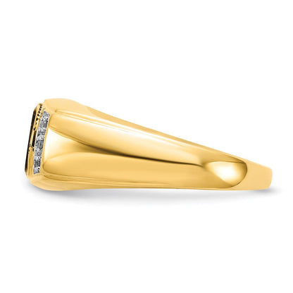 14K Gelbgold Ring mit Onyx & A Qualität echten Diamanten für Herren
