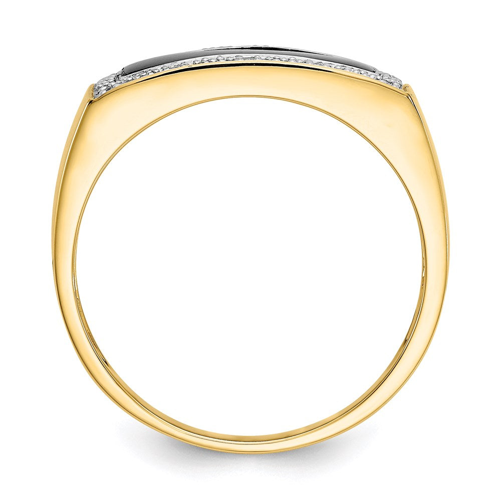14K Gelbgold Herrenring mit Onyx & A Qualität echten Diamanten