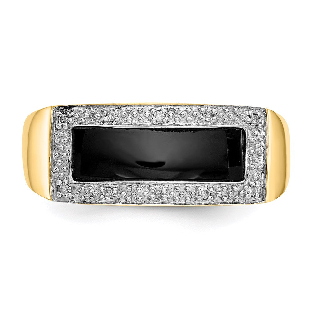 14K Gelbgold Herrenring mit Onyx & A Qualität echten Diamanten