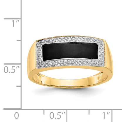 14K Gelbgold Herrenring mit Onyx & A Qualität echten Diamanten