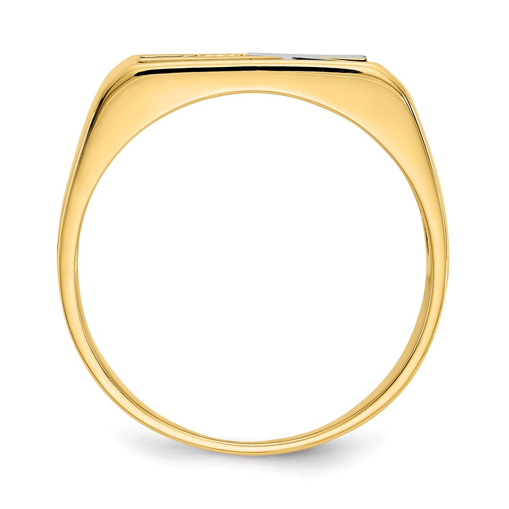 14K Gelbgold Ring mit Onyx, Perlmutt und A Qualität Diamant für Herren