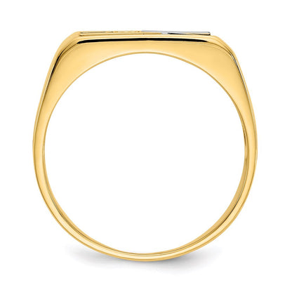 14K Gelbgold Ring mit Onyx, Perlmutt und A Qualität Diamant für Herren