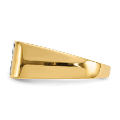 14K Gelbgold Ring mit Onyx, Perlmutt und A Qualität Diamant für Herren