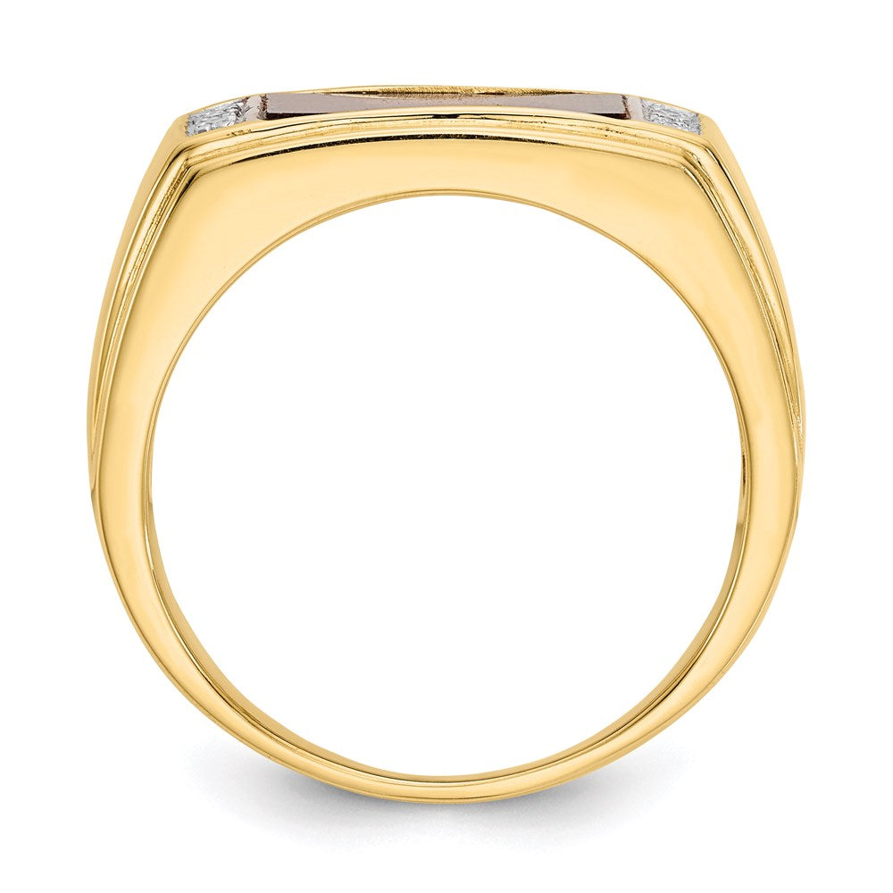 14K Gelbgold Herrenring mit Tigerauge & A-Qualität echten Diamanten
