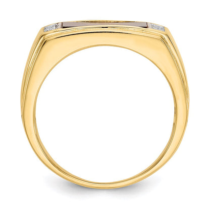 14K Gelbgold Herrenring mit Tigerauge & A-Qualität echten Diamanten
