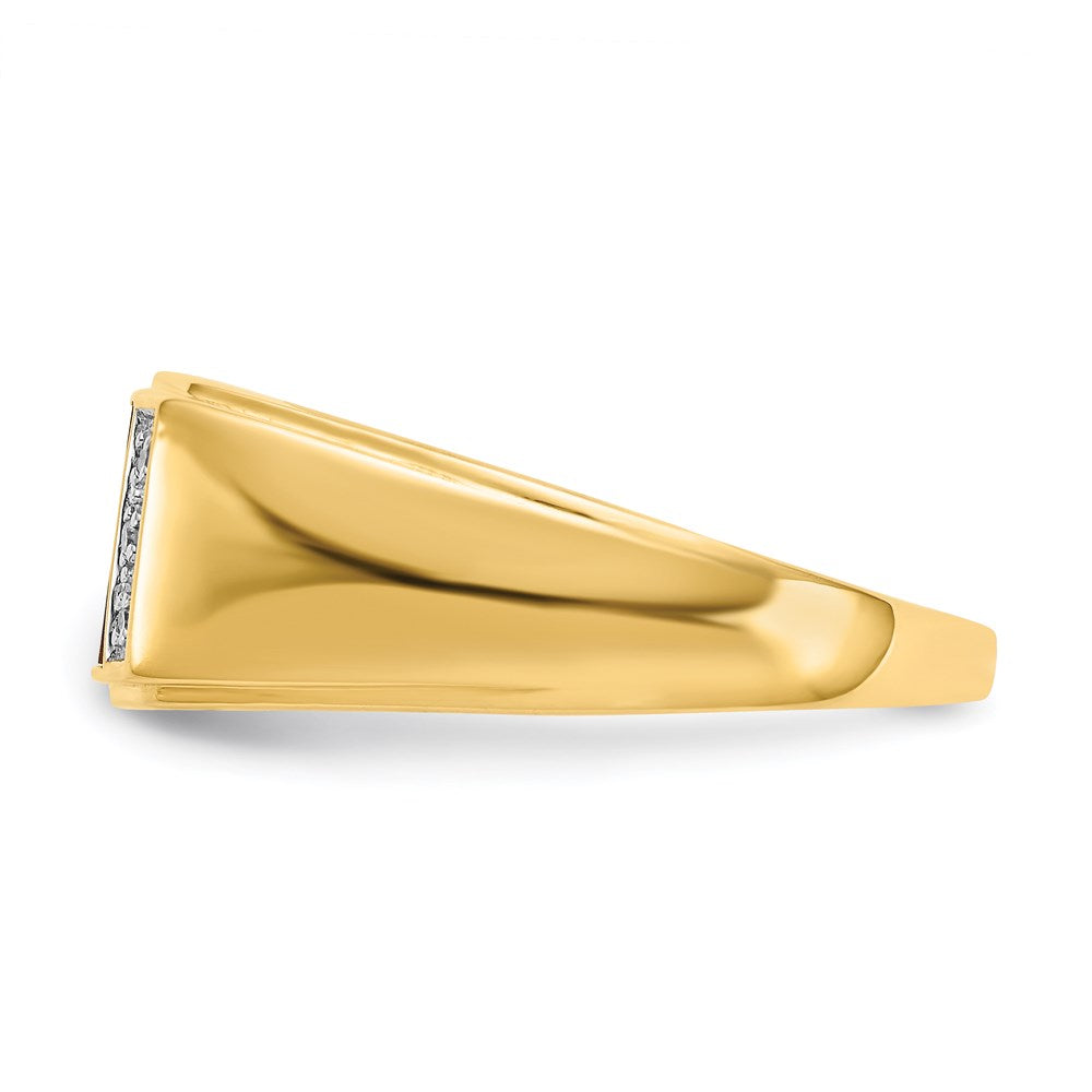 14K Gelbgold Herrenring mit Tigerauge & A-Qualität echten Diamanten