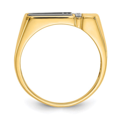 14K Gelbgold Herren-Kreuzring mit Onyx und echten Diamanten